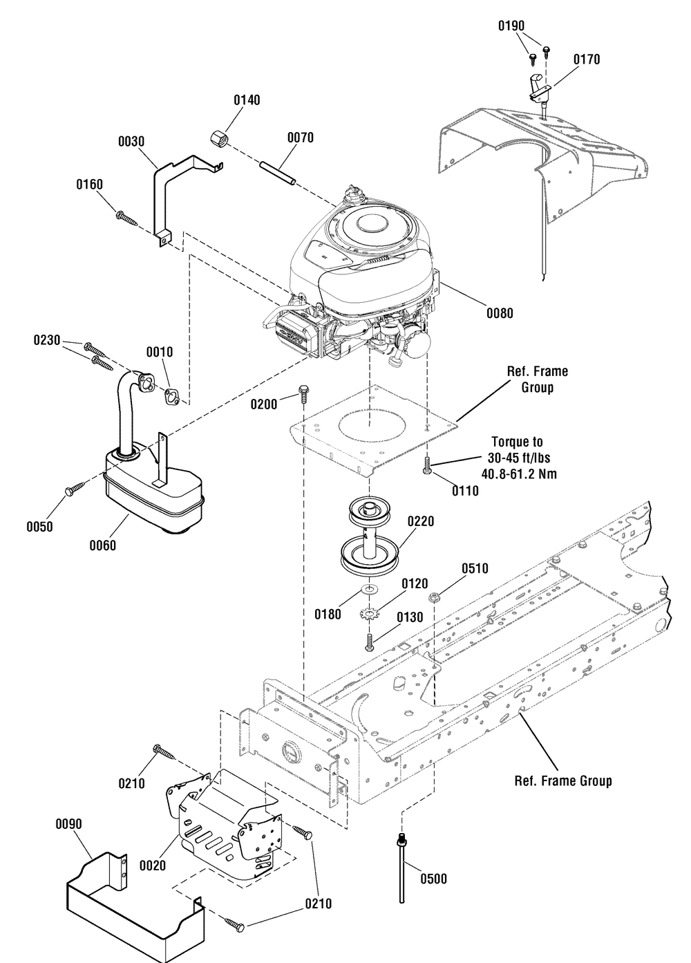Engine Group Diagram and Parts List for 2691198-00-MT155380 2013 Briggs and Stratton Lawn Tractor